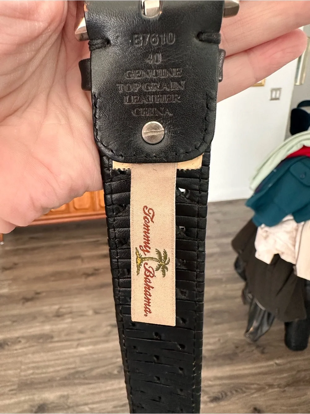 Vintage Tommy Bahama Black Genuine Woven Leather Belt